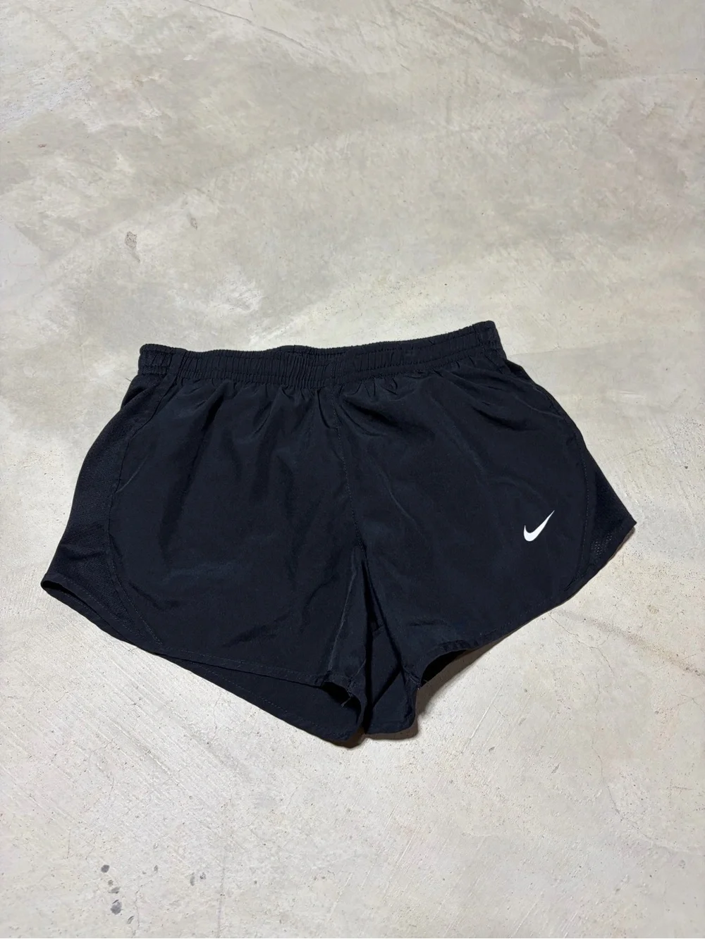 Nike Black Kids Running Shorts with White Swoosh small